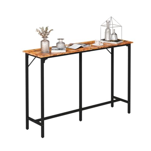 VINGLI 55 Inch Bar Table, Rectangular Counter Height Home Pub Table, Brown | High Top, Multi-Scene Use for Kitchen Dining Living Room Sofa Entryway, Wooden Tabletop & Metal Base, Easy to Install - color: Brown, size: 55"L