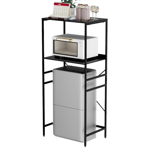 Mini Fridge Shelf Mini Fridge and Microwave Stand Over Mini Fridge Storage Rack Height Adjustable Microwave and Fridge Stand Suitable for Dorm, Kitchens, Offices, Black - color: Black