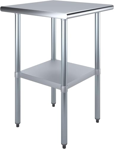 24" x 24" Stainless Steel Prep Table – NSF Certified Heavy Duty Work Table for Home & Commercial Use – Galvanized Undershelf & Legs - size: 24x24