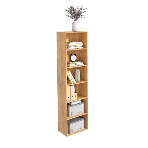 Wooden 6 Cube Storage Organizer, Classic Oak 6 Cube Storage Shelf, 6 Tier Closet Organizers Storage Cubes Display Cubby, Versatile Cubes Open Bookshelf and Cubby Organizer for Any Space 15.7inch - color: Oak, size: 6 Cube-W(15.7inch)
