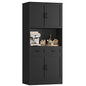 HOSTACK 71“ Tall Kitchen Pantry Storage Cabinet, Modern Kitchen Hutch Bar Cabinet with Microwave Stand, Wood Buffet Sideboard with Hutch, Cupboard with Drawers, Shelves for Dining Room, Black - color: Black