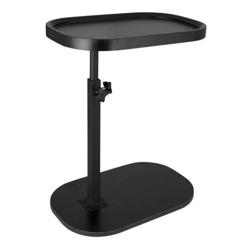 C Shaped Side Table,Adjustable Height C Table End Table for Couch,360°Swivel Couch Side Tables Slide Laptop Desk for Sofa/Bed/Bathtub/Rotating Tabletop (Concavity Black) - color: Concavity Black