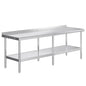 Jocisland 30" x 96" Stainless Steel Table for Prep & Work, Food-Grade Stainless Steel with Backsplash, Adjustable Under Shelf & Safe Design for Restaurant, Home and Outdoor - size: 30x96 in, style: With Hooks& Backsplash