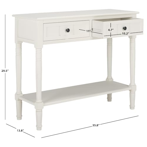 SAFAVIEH Furniture - Samantha 2-Drawer Console Table - Distressed Cream - Solid Wood - Classic Storage Design - Ideal for Entryway, Living Room, Hallway, 35.8"W x 13.8"D x 29.5"H (AMH5710C) - color: Distressed Cream