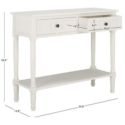 SAFAVIEH Furniture - Samantha 2-Drawer Console Table - Distressed Cream - Solid Wood - Classic Storage Design - Ideal for Entryway, Living Room, Hallway, 35.8"W x 13.8"D x 29.5"H (AMH5710C) - color: Distressed Cream