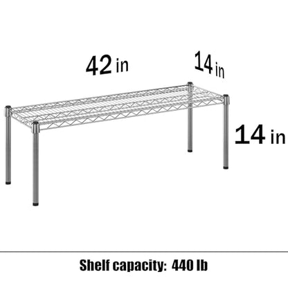 14" Deep x 42" Wide x 14" Height Wire Shelving Kit | 1-Tier | NSF Commercial Storage Rack Unit - size: 14" Deep x 42" Wide