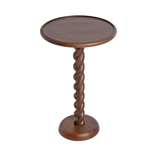 Kate and Laurel Willoughby Modern Wooden Spiraled Round Side Table, 15 x 15 x 24, Walnut Brown, Accent Pedestal End Table with Turned Base for Use as Indoor Plant Stand or Bedroom Nightstand Option - color: Walnut Brown