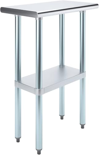 14" x 24" Stainless Steel Prep Table – NSF Certified Heavy Duty Work Table for Home & Commercial Use – Galvanized Undershelf & Legs - size: 24x14