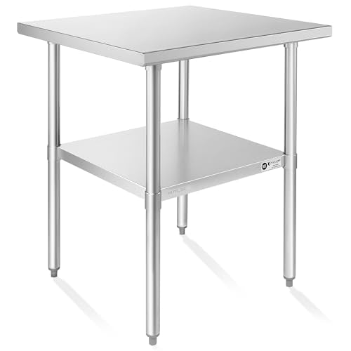 KUTLER Stainless Steel Table 30 x 30 Inches, NSF Heavy Duty Commercial Kitchen Prep and Work Table with Undershelf for Restaurant, Hotel, Home - size: 30" x 30"