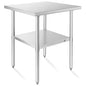 KUTLER Stainless Steel Table 30 x 30 Inches, NSF Heavy Duty Commercial Kitchen Prep and Work Table with Undershelf for Restaurant, Hotel, Home - size: 30" x 30"