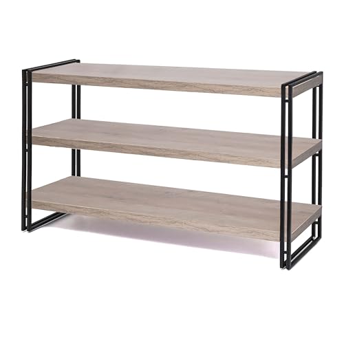 47" 3-Tier Bookshelf Rustic Wood and Metal Industrial Bookshelf for Home Office, Bedroom, Kitchen, Bathroom (Light Oak, 3-Tier) - color: Light Oak, size: 3-Tier