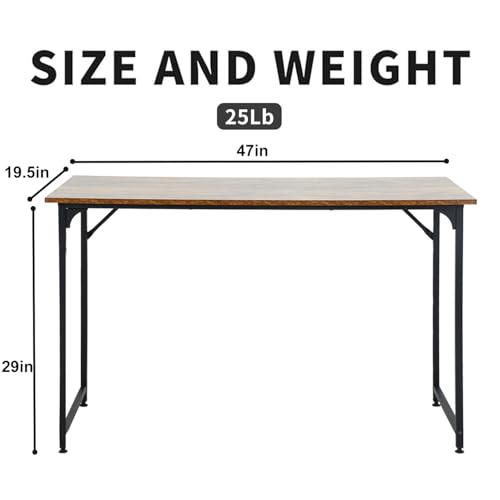 HCY Computer Desk 47 Writing Desk Home Office Study Workstation Modern PC Laptop Sturdy Simple Gaming Desk with Metal Frame（Brown） 47x24x29 - color: Brown, size: 47 inch