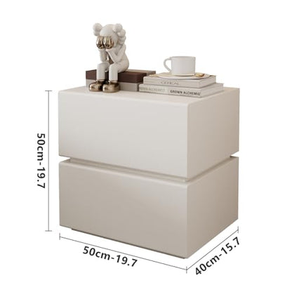 Modern Nightstand with Lights Strip, Leather Wrapped Bedside Table with 2 Drawers, Small Night Stands for Bedroom, End Table, Side Table, No Assembly Required (White, Light Drawers) - size: Light Drawers