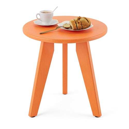 HDPS Outdoor Side Table, Small Round End Table for Outdoor, Orange | Outdoor Round Accent Table For Patio,Porch,Garden,Companion to your Chairs, Weather-Resistant, Easy Clean, Quick Assembly - color: Orange