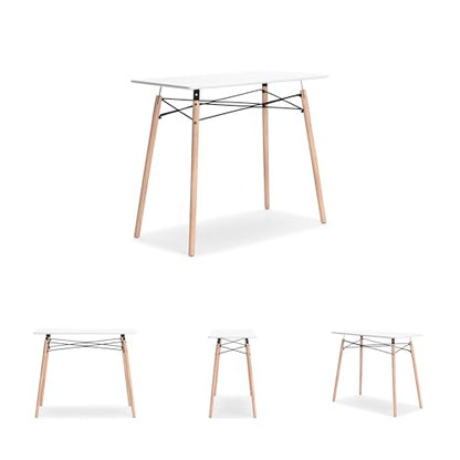 Signature Design by Ashley Jaspeni Industrial Home Office Desk, Painted White Top, Black Metal Framework, Wood, 36" W x 18" D x 29.75" H, White & Light Brown - color: White/Natural