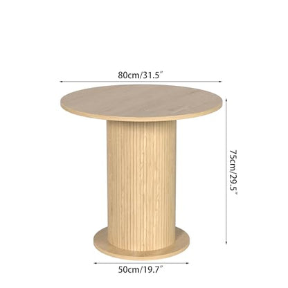 31.5 inch Round Dining Table for 2, Modern Farmhouse Kitchen Table, Small Circle Dining Tables with Wood Strip Base for Kitchen Living Room (Natural) - color: Natural