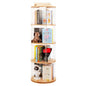 TAKEKIT 360° Rotating Bookshelf, 4-Tier Spinning Book Shelf Tower with Solid Wood & Clear Acrylic, Round Revolving Bookcase for Living Room, Bedroom and Office - color: Natural Round, size: 4-Tier