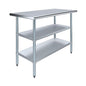 Stainless Steel Work Table with 2 Shelves | Metal Utility Table | Commercial & Residential NSF Utility (Stainless Steel Table with 2 Shelves, 48" Long x 24" Deep) - size: 48" Long x 24" Deep