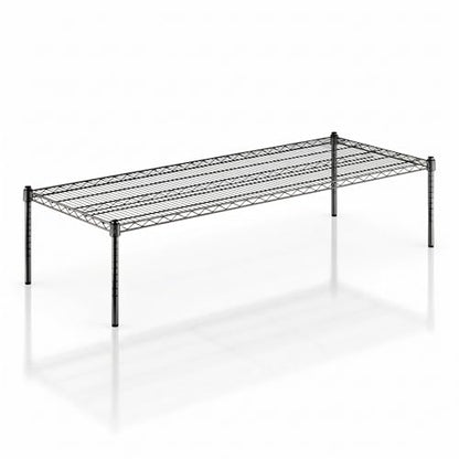 Black Epoxy Wire Storage Shelf, Dunnage Rack, Commercial 1 Tier Small Shelf, 24" x 60" x 14", Heavy-Duty Metal, 600 lbs Capacity - color: Black, size: 24"D x 60"W x 14"H