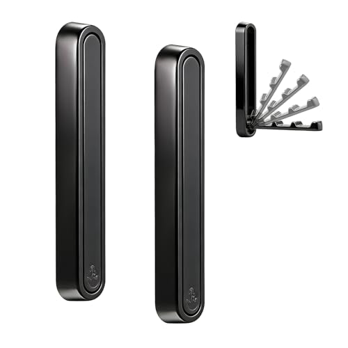 4.33 in Extended Folding Coat Hooks, 2 Pack Black Wall Hooks, Zinc Alloy | 90° Foldable Design, Wall Mounted, Zinc Alloy, Flip-Down Design, Includes Screws And Anchors, For Bedroom, Entryway, Closet - color: Black, size: 4.33In-2 Pcs