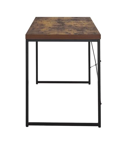 Writing Desk Industrial Style Weathered Oak, Black Metal | weathered oak wood top, black metal frame, rectangular desk, 47W x 22D x 28H, simple assembly, home office use