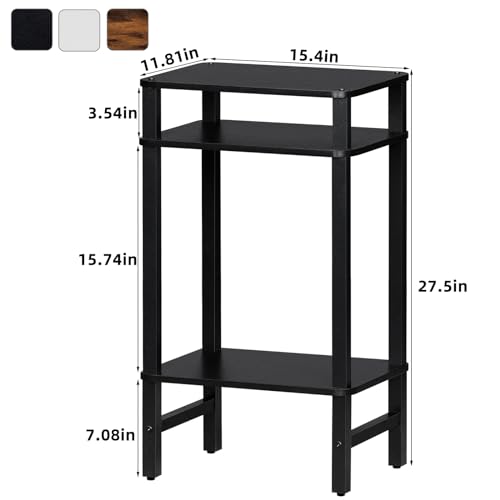 YUFAM Side Table End Table Tall Night Stand 3-Tier 2 Pack for Living Room Bedroom Bathroom Office Furniture Black - color: Black, size: 3 Tier