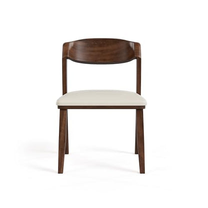 Furniture of America Nazaen IV Mid-Century Modern Solid Wood 20-inch Side Chairs Set of 2 with Curved Backrest, Semi-Handmade, Upholstered Seating for Home Kitchen, Dining Room, Rich Walnut - color: Rich Walnut, size: Style 4