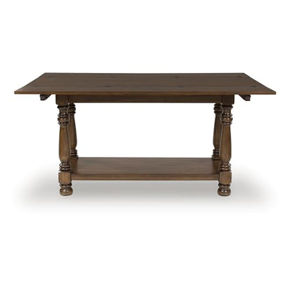 Signature Design by Ashley Sturlayne Flip Top Sofa Table, Expandable Console to Dining Table, Drop Leaf Design with Hardwood Solids, Space-Saving Multi-Use Furniture for Living Room, Brown - color: Brown, style: Sofa Table