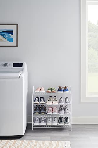 Rubbermaid 4-Tier Wire Shoe Rack, White, Simple Assemble, Storage Shelf for Organization in Bedroom/Closet - style: Shoe Shelf