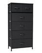 Crestlive Products Vertical Dresser Storage Tower - Sturdy Steel Frame, Wood Top, Easy Pull Fabric Bins - Organizer Unit for Bedroom, Entryway, Closets - 6 Drawers (Black) - color: Black, style: 6 Drawers