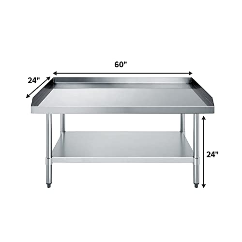 NSF Certified 18 Gauge Heavy Duty Stainless Steel Equipment Grill Stand with Undershelf for Kitchens, Utility Rooms, Caterers & Auto - size: 60"x24"