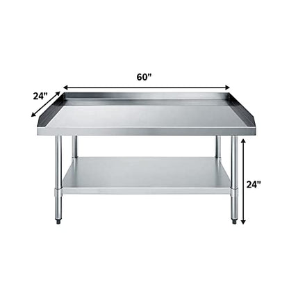 NSF Certified 18 Gauge Heavy Duty Stainless Steel Equipment Grill Stand with Undershelf for Kitchens, Utility Rooms, Caterers & Auto - size: 60"x24"