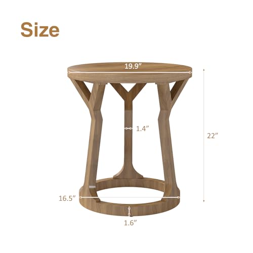 Kinfant Accent Side Table - Vintage Wood End Table Sofa Table with Bottom Shelf for Living Room, Bedroom, Office (2-Pack-Brown) - style: 2-pack-Brown