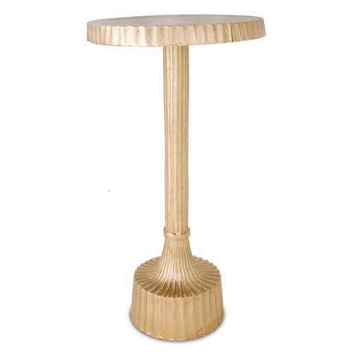 OBJET D'ART Inverness Small Round Gold End Table, 22" H | Vintage Metal Accent, Side Table, Pedestal, Cocktail, Drink Table, Living Room, Small Spaces, Modern Look, Quality Build - style: Inverness