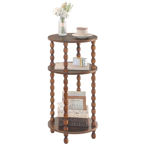 AWASEN Small Side Table, 3-Tier Round End Table for Small Spaces, Modern Bedside Table Nightstand for Bedroom, Living Room, Office, Rustic Brown - color: Rustic Brown