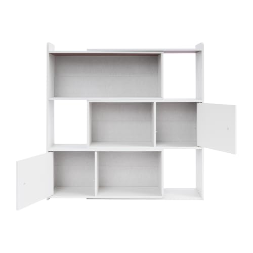 Open Shelf Low Bookcase, Extendable Length, 3 Tier Wooden Bookshelf Freestanding Organizer Display Shelf for Bedroom Living Room Office Study Small Space (Warm White) - color: Warm White