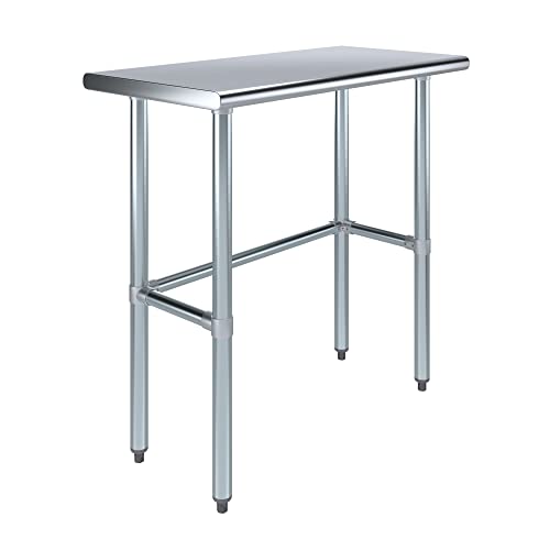 36" x 18" Open Base Stainless Steel Work Table – NSF Certified Commercial Workstation with Galvanized Legs for Kitchens, Food Trucks, Labs & Utility Spaces - size: 36"x18'"