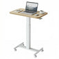 HUANUO Small Rolling Laptop Standing Desk, Height Adjustable Mobile T-Base Desk with Lockable Casters, Portable Sit-Stand Workstation for Bedside & Sofa, Light Walunt - color: Light Walnut