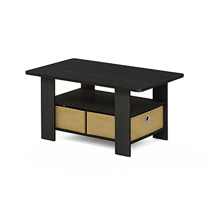 Small Modern Coffee Table with Storage, Bin Drawer Side Table, Coffee Table for Bedroom, Home Office, Living Room, Espresso - color: Espresso/Brown