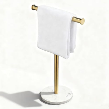 Hand Towel Holder, NEWRAIN Countertop Hand Towel Holder Stand, Stainless Steel Free Standing Hand Towel Rack with Heavy Marble Base, for Bathroom Kitchen & Counter top, Brushed Gold - color: Brushed Gold, style: 1-Tier