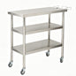 Garvee Stainless Steel Straight Edge Work Table 36 inch Triple Layer with Casters & Garbage Shelf, Heavy Duty Commercial Prep Table, 0.7mm Thick - size: 36*24*35inch - with casters + trash rack