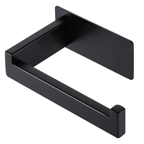 LANC Self-Adhesive Toilet Paper Holder, Matte Black Toilet Tissue Holder Wall Mounted for Bathroom Kitchen, Stick On Paper Roll Holder with No Drilling Rustproof Stainless Steel, A8307MB - color: Matte Black, size: Right Hand(Adhesive)