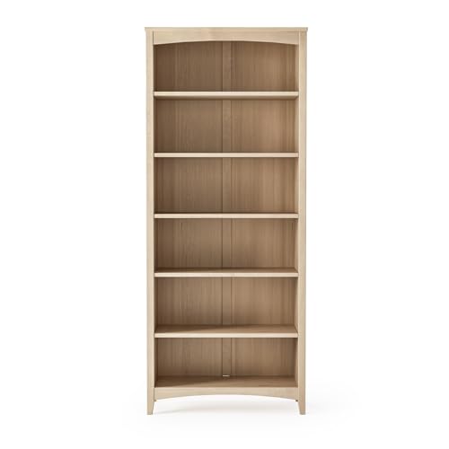 Camaflexi Shaker Style 6 Shelf Bookcase/Solid Wood / 72 inch Tall/Adjustable Shelving/Closed Back/Display Bookshelf for Living Room, Bedroom, Home and Office, Light Oak - color: Light Oak, size: 72"