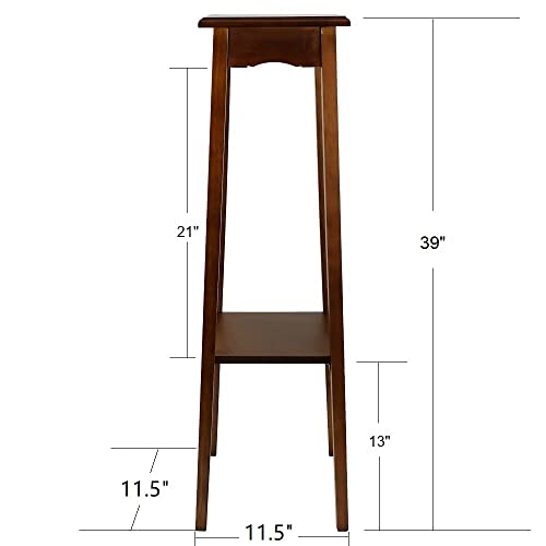 Wayborn Cedar Brown Birchwood Smooth Finish Pedestal Plant Stand, 11.5″X11.5″X39″, Assembly Required, Wooden pedestal
