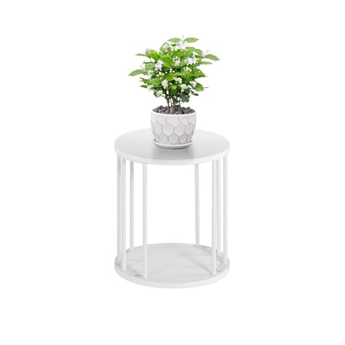Plant Stand Indoor,small plant stool,Flower Pot Corner stand holder,Mid Century Heavy Duty Metal Tall Home Decor,Modern Round End Table,Small Rustic Display Stand for Living Room,Bedroom(White,14In) - color: 35cm white