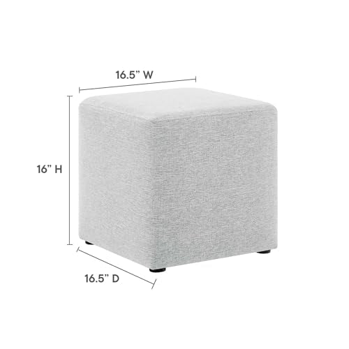 Modway 17" Square Woven Heathered Fabric Upholstered Upholstered Ottoman - color: Heathered Weave Light Gray