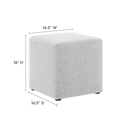 Modway 17" Square Woven Heathered Fabric Upholstered Upholstered Ottoman - color: Heathered Weave Light Gray