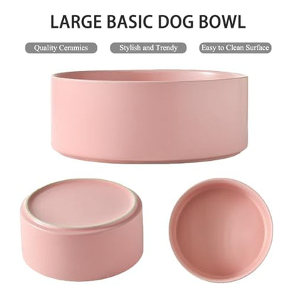 8'' Ceramic Raised Dog Bowl - 70Oz Dog Food & Water Bowl with Elevated Non-Slip Bamboo Stand, Dishwasher & Microwave Safe, Anti Vomiting Heavy Duty Pet Bowl for Medium and Large Dogs, Pink - color: 1 x Bowl + Stand - Pink, size: 8 inch