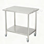 Garvee Stainless Steel Straight Edge Work Table 48 inch Double Layer with Casters & Garbage Shelf, Heavy Duty Commercial Prep Table, 0.7mm Thick - size: 48*24*35 inch - with casters + trash rack