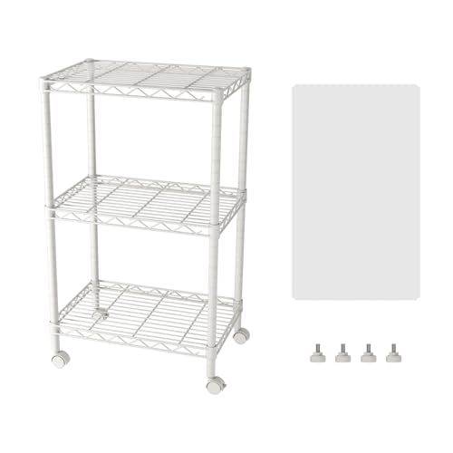 SINGAYE 3 Shelves Storage Shelf Wire Shelving Unit Metal Adjustable Wheels | Small Shelf Storage with Wheels Organizers Closet Unit for Bathroom Laundry Room Kitchen Pantry11.5D x 17.5W x 30.5H White - color: White, size: 3Tier/11.5"D X 17.5"W X 30.5"H